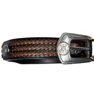 Vintage Sentry Brown Leather Belt Silver Golf Ball Club Concho size 34